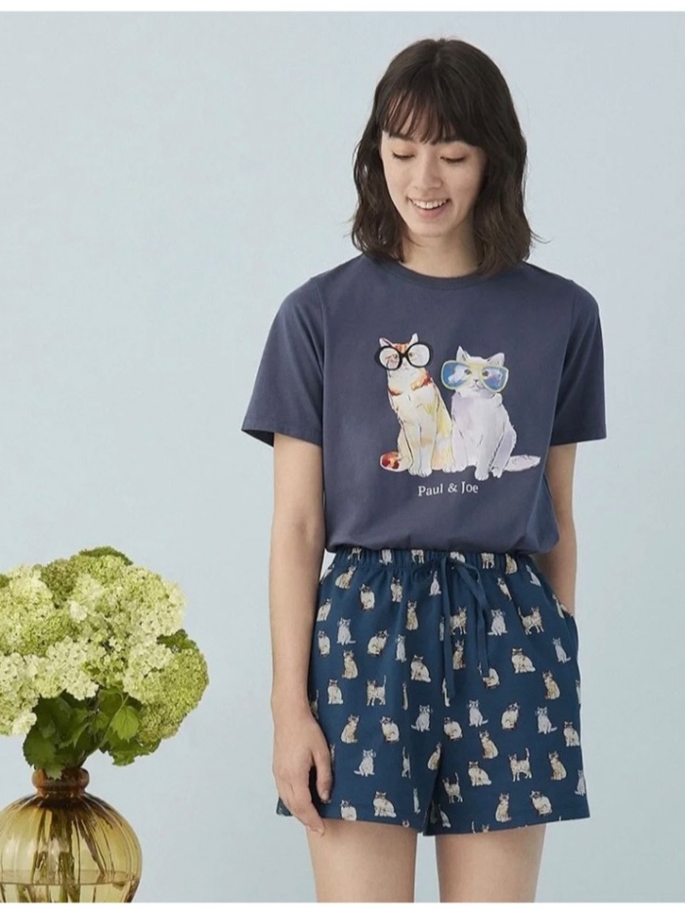 Uniqlo x Paul & Joe Collection  Cats In Glasses Grey Short Sleeve Tee
Size S